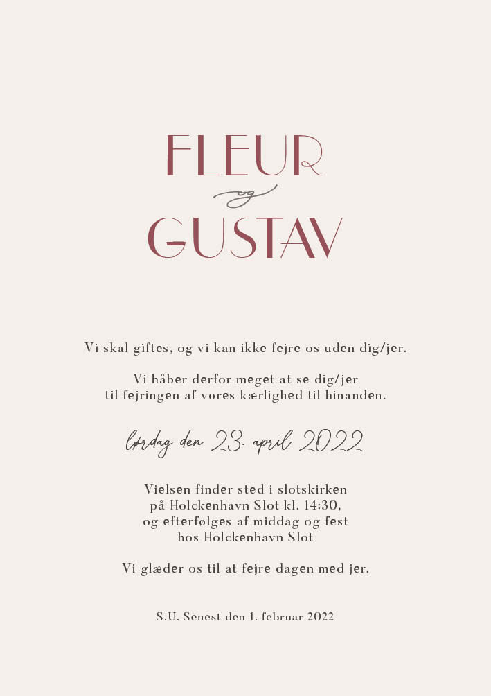 Funky - Fleur & Gustav Bryllupsinvitation